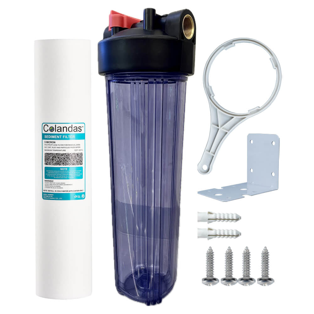เครื่องกรองน้ำใช้ 1 ขั้นตอน WATERWAY BIG BLUE 20 นิ้ว เกลียวทองเหลือง กระบอกใส รุ่น WTBB-PPBB (พร้อมไส้กรองน้ำ PP BIG BLUE ขนาด 20นิ้ว)_0